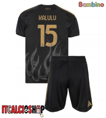 Juventus Pierre Kalulu #15 Terza Maglia Bambino 2026-27 Manica Corta (+ Pantaloni corti)